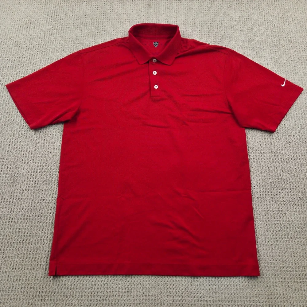 Nike‎ Golf Dri-FIT Short Sleeve Polo Shirt Solid Red Mens Large